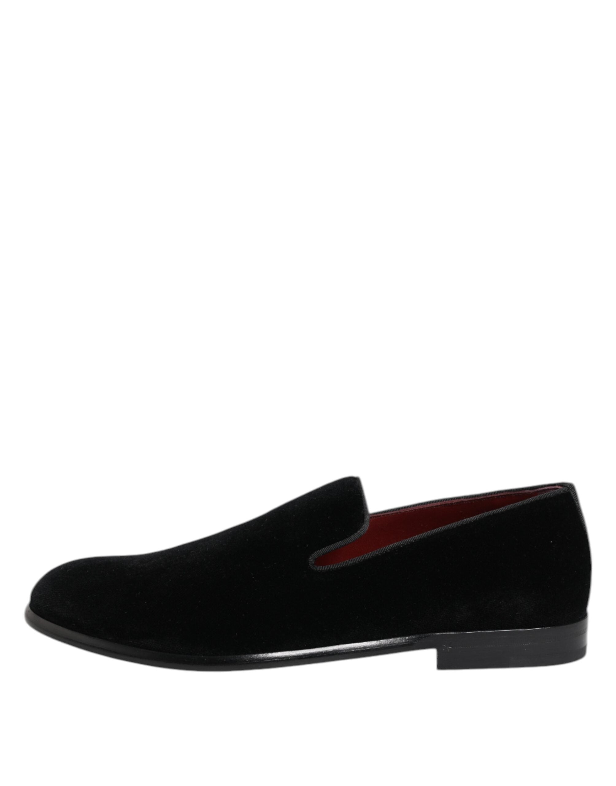 Dolce & Gabbana Black Velvet Loafers Formal Men Dress Shoes